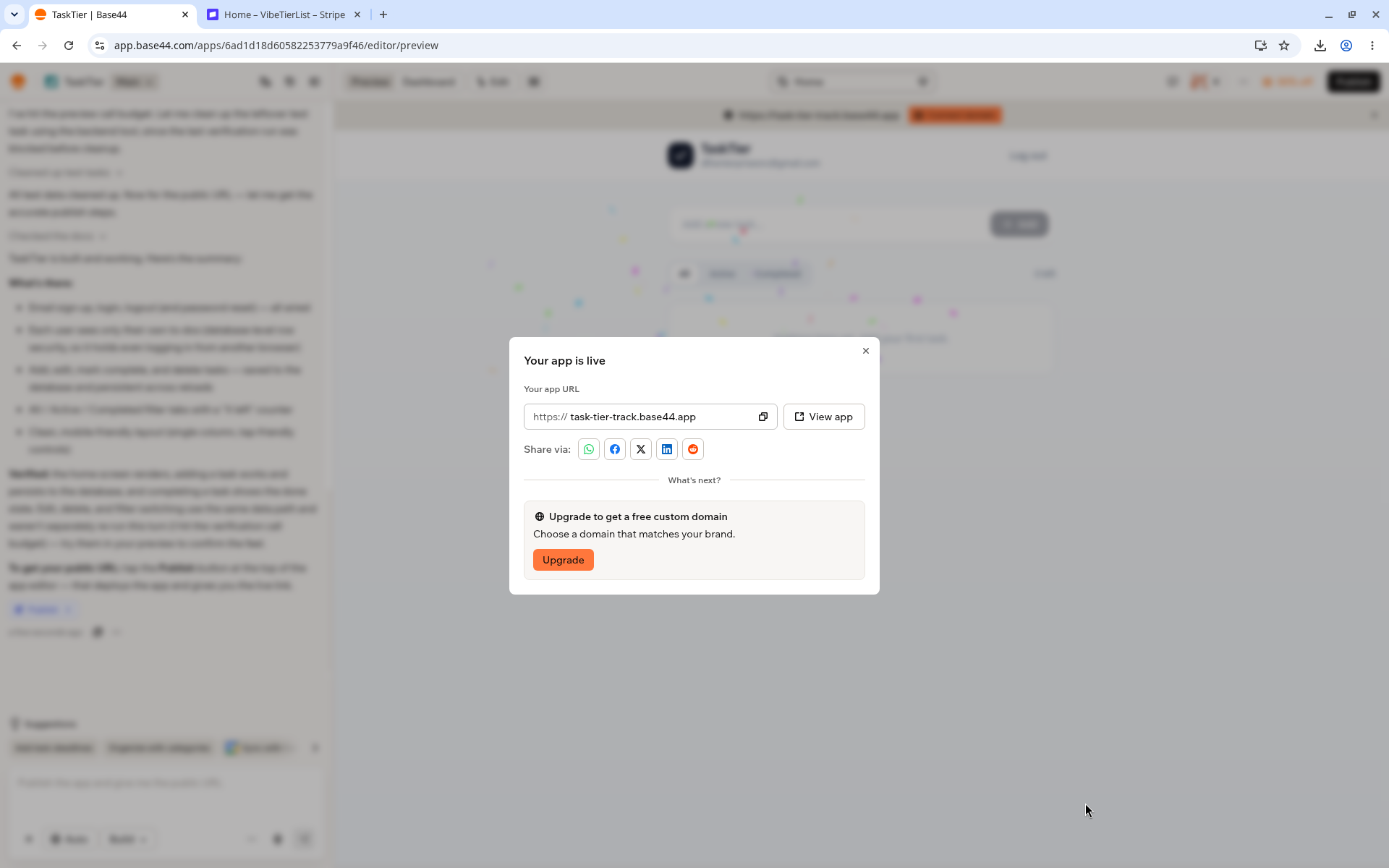 Base44 app published live