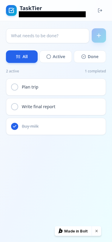 Bolt on a phone-sized screen: edit/delete hidden behind hover